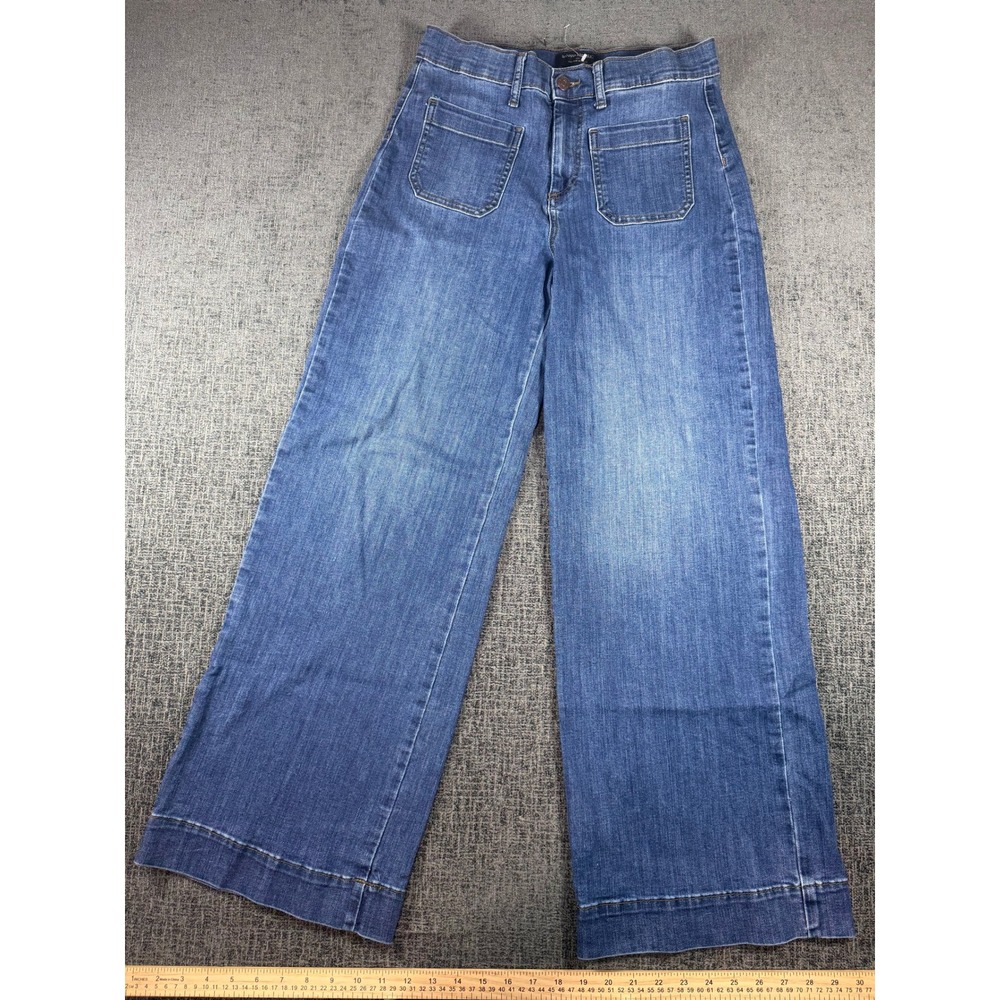 Banana Republic High Rise Wide Leg Jeans 28/6 Medium Wash Blue Patch Pocket